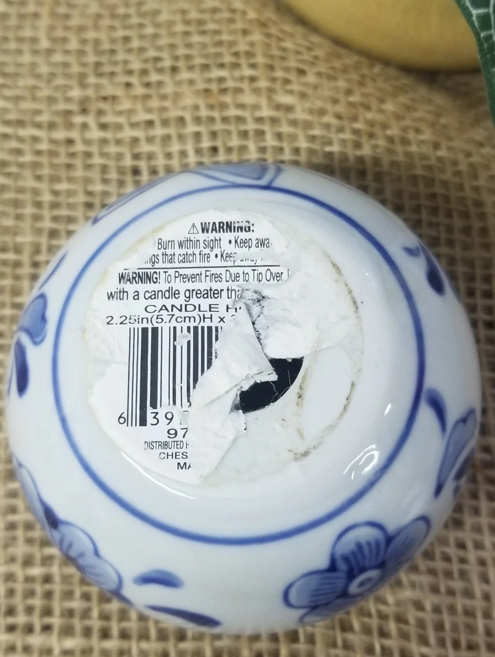 Blue Floral Candle Holder
